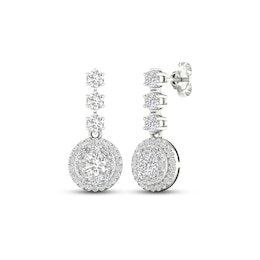 Multi-Diamond Drop Earrings 2 ct tw Round & Marquise-cut 14K White Gold