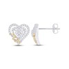 Thumbnail Image 1 of Diamond Heart &quot;Mom&quot; Stud Earrings 1/4 ct tw Round-cut 10K Two-Tone Gold