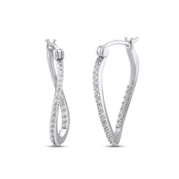 Diamond Twist Hoop Earrings 1/3 ct tw Round-cut Sterling Silver