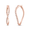 Thumbnail Image 1 of Diamond Twist Hoop Earrings 1/4 ct tw Round-cut 10K Rose Gold