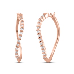 Diamond Twist Hoop Earrings 1/4 ct tw Round-cut 10K Rose Gold