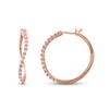 Thumbnail Image 2 of Diamond Twist Hoop Earrings 1/4 ct tw Round-cut 10K Rose Gold