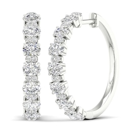 Diamond Hoop Earrings 2-3/8 ct tw Oval & Round-cut 14K White Gold