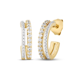 Diamond Split Hoop Earrings 1/2 ct tw Round-cut 10K Yellow Gold
