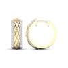 Thumbnail Image 3 of Diamond Edge Quilted Hoop Earrings 1/4 ct tw Round-cut 10K Yellow Gold