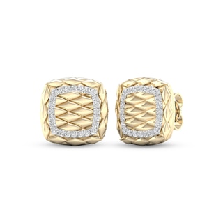 Men's Black & White Diamond Lion Stud Earrings 1/5 ct tw Round-cut 10K  Yellow Gold