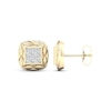 Thumbnail Image 3 of Multi-Diamond Quilted Cushion Earrings 1/2 ct tw Square-cut 10K Yellow Gold