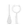 Thumbnail Image 1 of Diamond Huggie Hoop Dangle Earrings 1/2 ct tw Round & Baguette-cut 10K White Gold