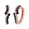 Thumbnail Image 1 of Black & White Diamond Bypass Hoop Earrings 1/3 ct tw Round-cut 10K Rose Gold