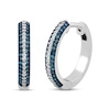 Thumbnail Image 1 of Blue & White Diamond Pave Hoop Earrings 1/4 ct tw Round-cut 10K White Gold