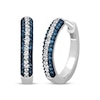 Thumbnail Image 0 of Blue & White Diamond Pave Hoop Earrings 1/5 ct tw Round-cut Sterling Silver