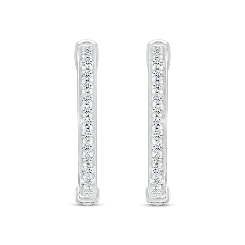 Main Image 2 of Diamond Rectangle Hoop Earrings 1/10 ct tw Round-cut Sterling Silver