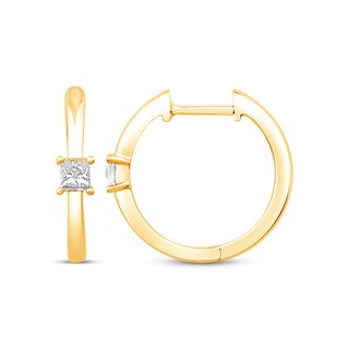Princess-Cut Diamond Solitaire Hoop Earrings 1/4 ct tw 10K Yellow Gold ...