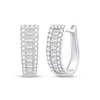 Thumbnail Image 1 of Princess & Round-Cut Diamond Tapered Hoop Earrings 1 ct tw 10K White Gold