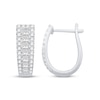 Thumbnail Image 3 of Princess & Round-Cut Diamond Tapered Hoop Earrings 1 ct tw 10K White Gold