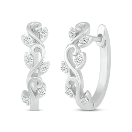 Diamond Twisting Vine Hoop Earrings 1/6 ct tw Sterling Silver