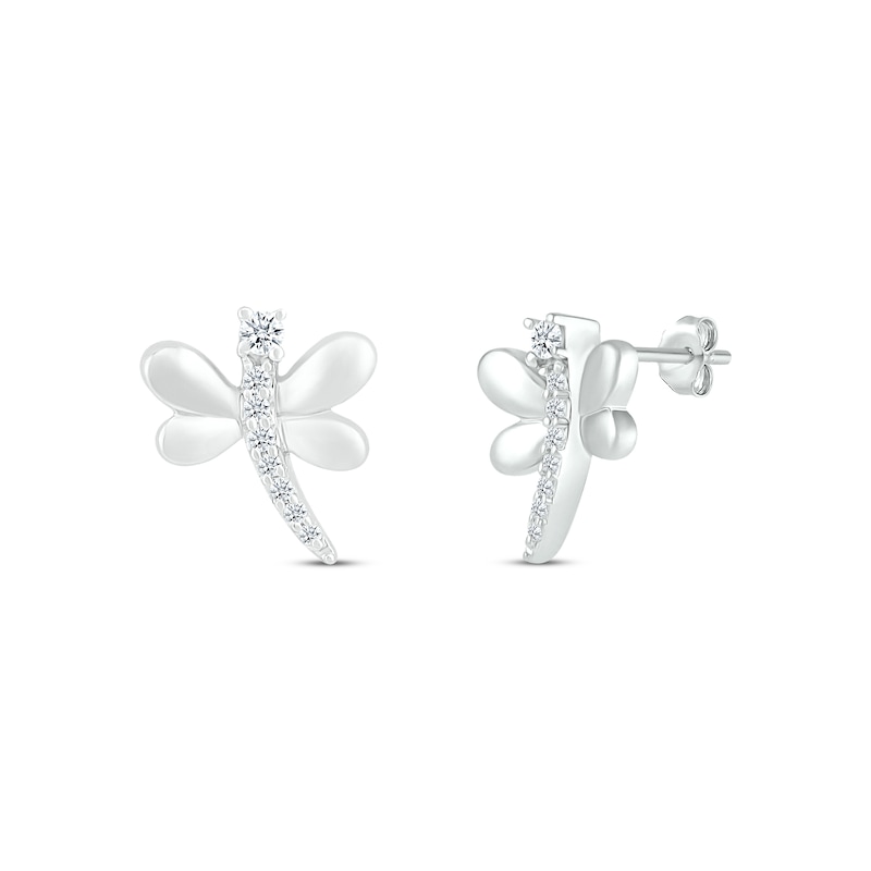 Diamond Dragonfly Stud Earrings 1/15 ct tw Sterling Silver