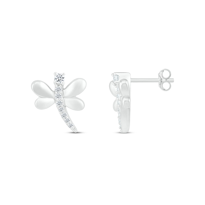 Diamond Dragonfly Stud Earrings 1/15 ct tw Sterling Silver