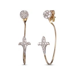 Front-Back Fleur-de-Lis Earrings 1/5 ct tw Diamonds 10K Yellow Gold