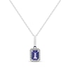 Thumbnail Image 1 of Emerald-Cut Tanzanite & Diamond Necklace 1/8 ct tw Sterling Silver 18&quot;