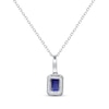 Thumbnail Image 2 of Emerald-Cut Tanzanite & Diamond Necklace 1/8 ct tw Sterling Silver 18&quot;