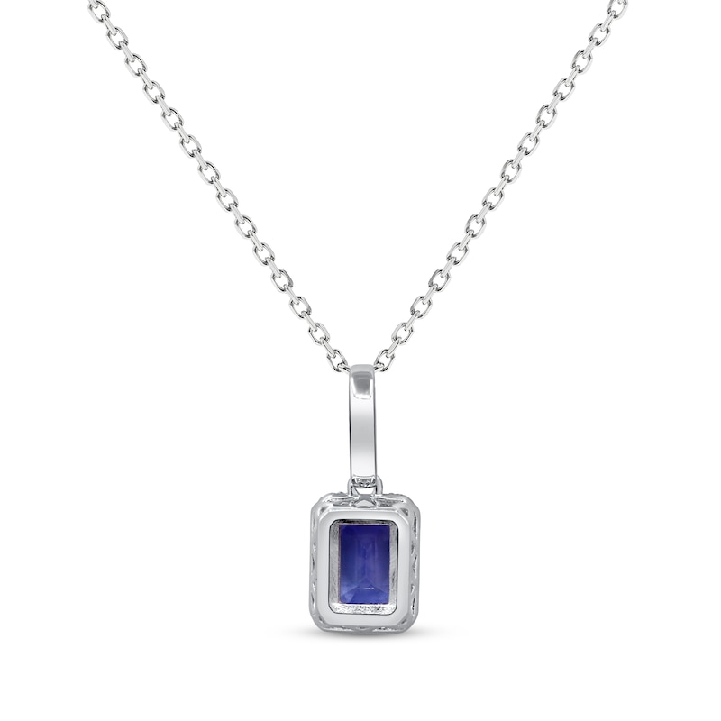 Main Image 2 of Emerald-Cut Tanzanite & Diamond Necklace 1/8 ct tw Sterling Silver 18&quot;