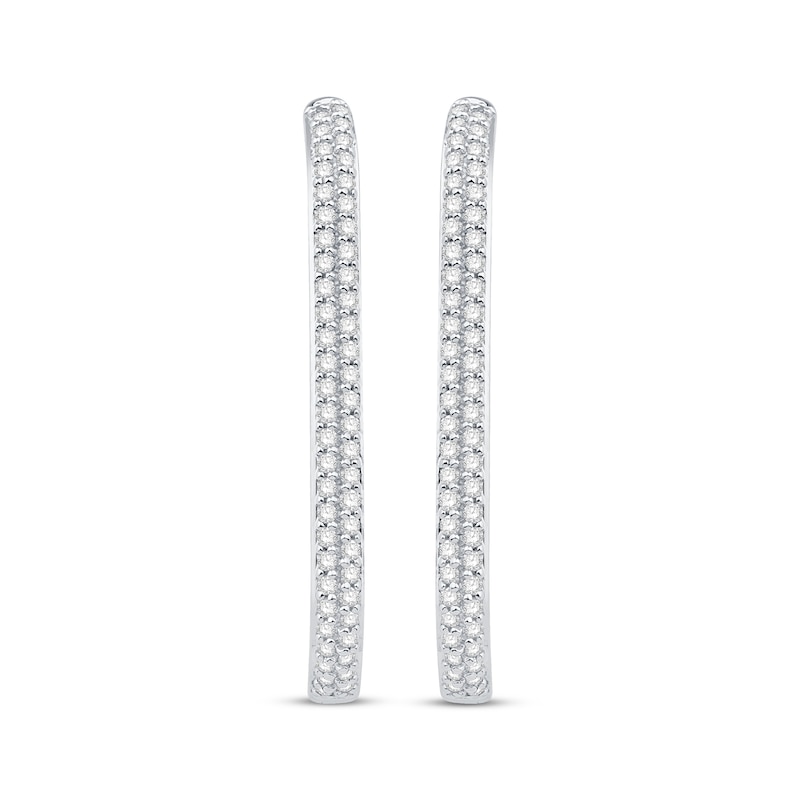 Main Image 2 of Diamond Inside-Out Oblong Hoop Earrings 1 ct tw Sterling Silver