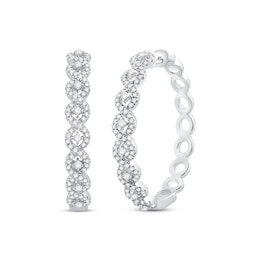 Diamond Twist Hoop Earrings 1 ct tw Sterling Silver