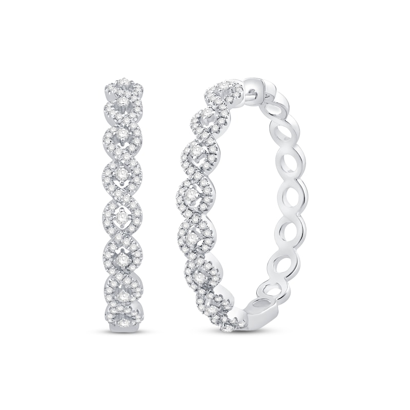 Main Image 1 of Diamond Twist Hoop Earrings 1 ct tw Sterling Silver