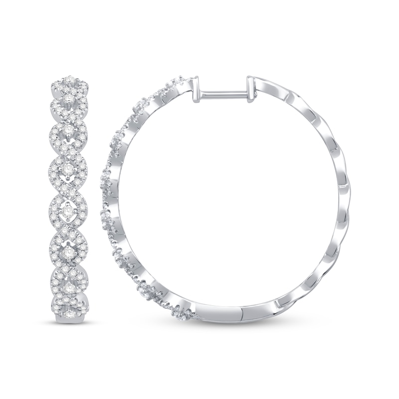 Main Image 3 of Diamond Twist Hoop Earrings 1 ct tw Sterling Silver