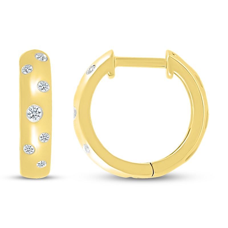 Main Image 3 of Diamond Bubbles Hoop Earrings 1/5 ct tw 10K Yellow Gold