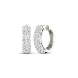 Diamond Three-Row Hoop Earrings 2 ct tw 10K White Gold