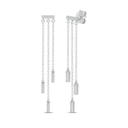 Diamond Bar Dangle Earrings 1/8 ct tw Sterling Silver