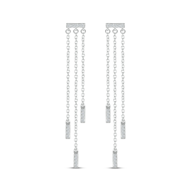 Main Image 2 of Diamond Bar Dangle Earrings 1/8 ct tw Sterling Silver