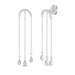 Diamond Arch Dangle Earrings 1/6 ct tw Sterling Silver