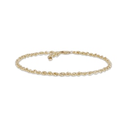 Glitter Rope Chain Anklet Solid 10K Yellow Gold 10”