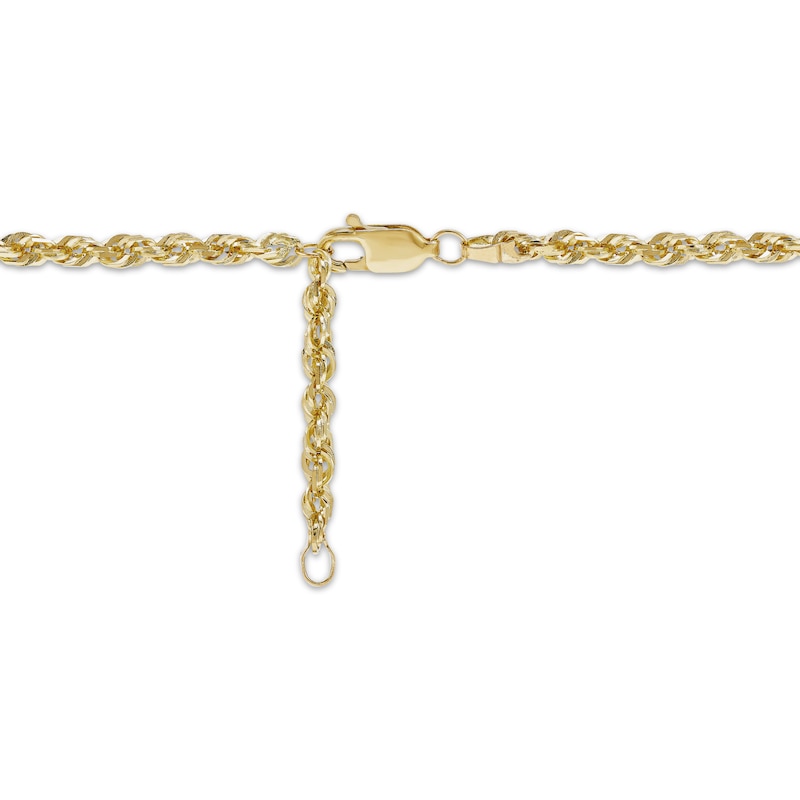 Main Image 3 of Glitter Rope Chain Anklet Solid 10K Yellow Gold 10”