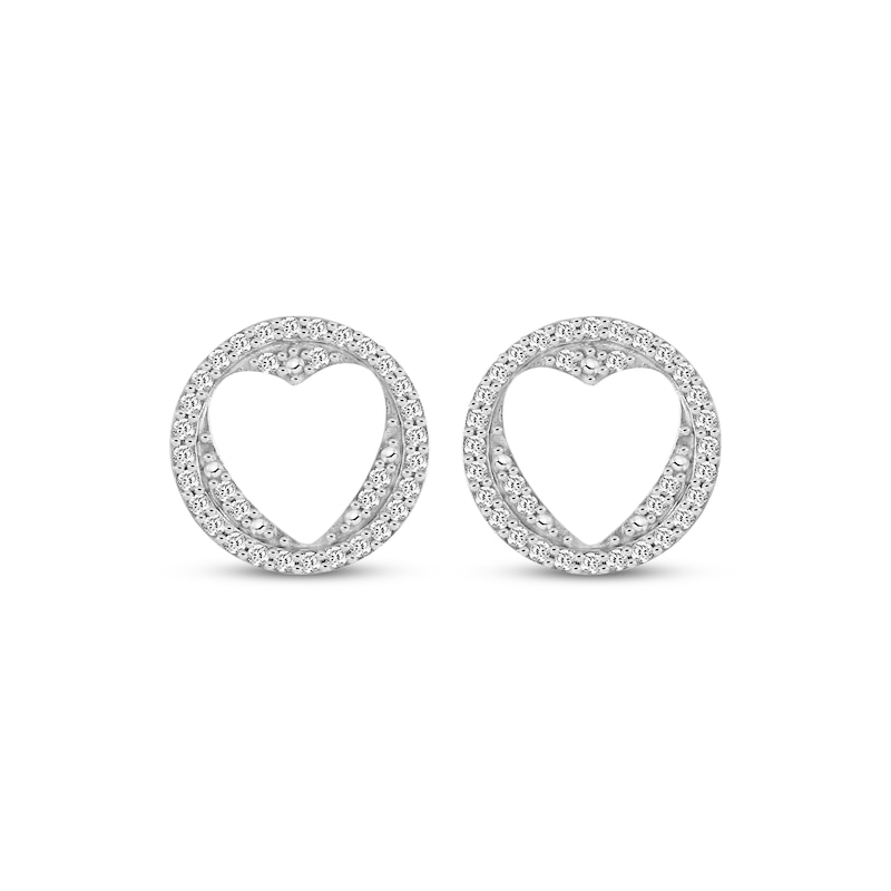 Diamond Heart Cutout Stud Earrings 1/5 ct tw 10K White Gold