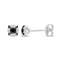 Round-Cut Black & White Diamond Stud Earrings 1/4 ct tw Sterling Silver