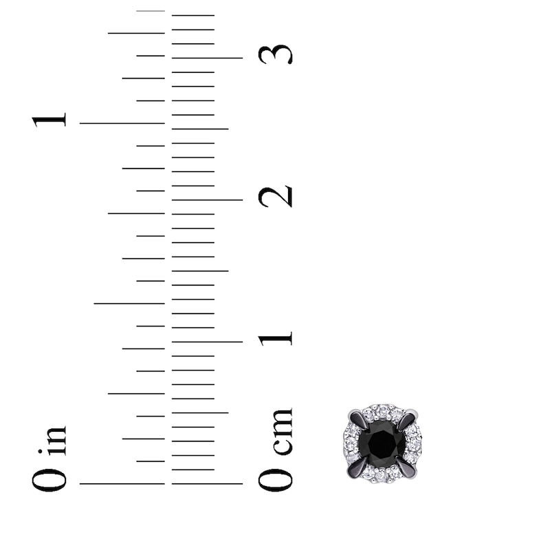 Main Image 3 of Black & White Diamond Stud Earrings 1/2 ct tw 10K White Gold