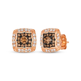 Le Vian Chocolate Diamond Stud Earrings 5/8 ct tw 14K Strawberry Gold