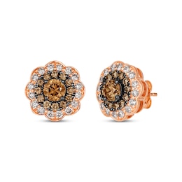 Le Vian Chocolate Diamond Stud Earrings 1-7/8 ct tw 14K Strawberry Gold