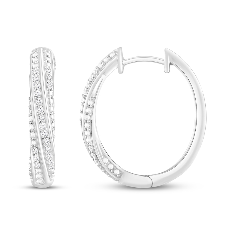 Main Image 1 of Diamond Twist Hoop Earrings 1/6 ct tw Sterling Silver