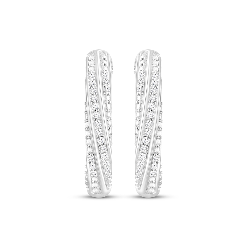 Main Image 2 of Diamond Twist Hoop Earrings 1/6 ct tw Sterling Silver