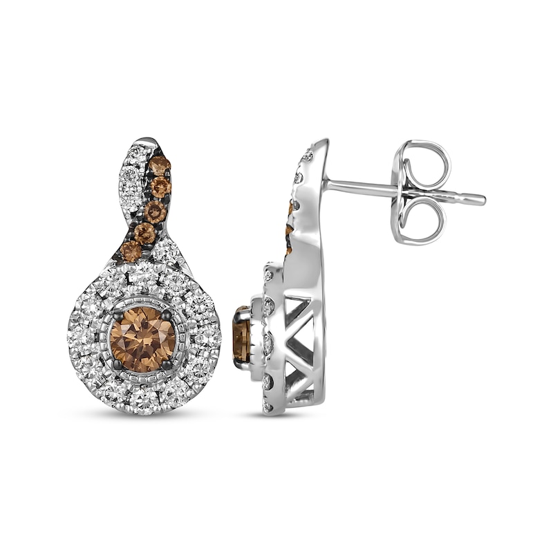 Main Image 3 of Le Vian Chocolate Twist Diamond Earrings 1 ct tw 14K Vanilla Gold