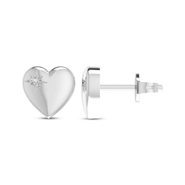 Diamond Heart Stud Earrings 1/20 ct tw Sterling Silver