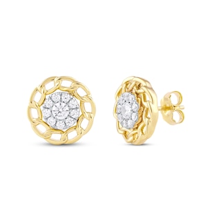 14K Solid Yellow Gold 4mm Diamond Stud Earrings – Sterling Forever