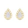 Thumbnail Image 2 of Round-Cut Diamond Pear-Shaped Chain Edge Stud Earrings 1/2 ct tw 10K Yellow Gold