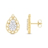 Thumbnail Image 3 of Round-Cut Diamond Pear-Shaped Chain Edge Stud Earrings 1/2 ct tw 10K Yellow Gold