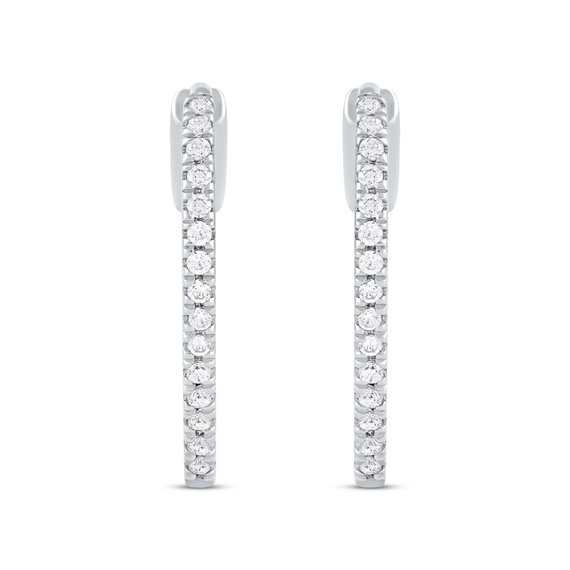 Main Image 2 of Round-Cut Diamond Pointed Hoop Earrings 1/5 ct tw Sterling Silver